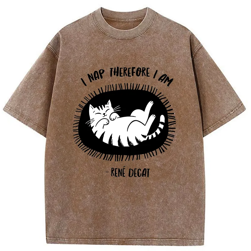 Tokyo-Tiger Cat Staying In Its Nest Washed T-Shirt