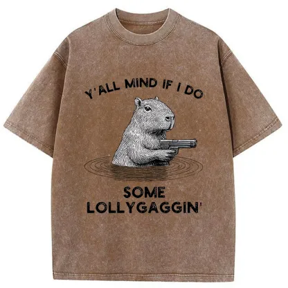 Tokyo-Tiger Capybara That Wants To Be Lazy Washed T-Shirt