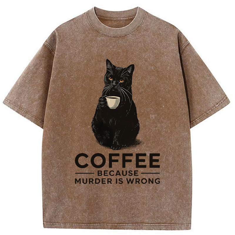 Tokyo-Tiger Can't Commit Murder So I'll Drink Coffee Washed T-Shirt