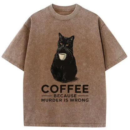 Tokyo-Tiger Can't Commit Murder So I'll Drink Coffee Washed T-Shirt