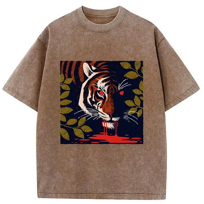 Tokyo-Tiger Tiger Lurking In The Darkness Washed T-Shirt