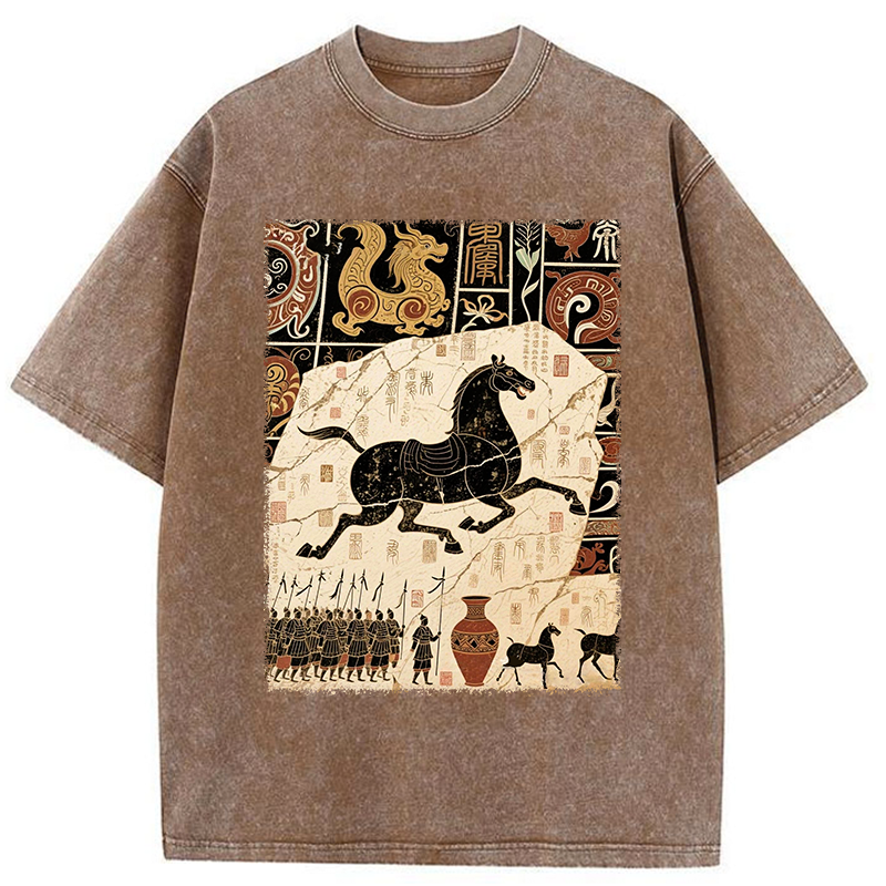 Tokyo-Tiger Mural Of A Horse Washed T-Shirt