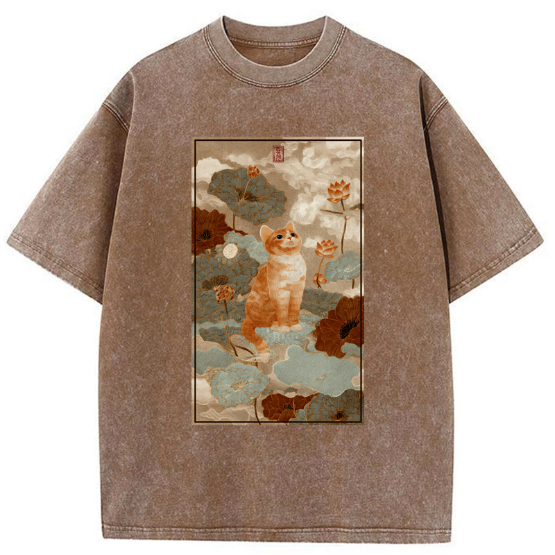 Tokyo-Tiger Lotus Pond Serenity Washed T-Shirt
