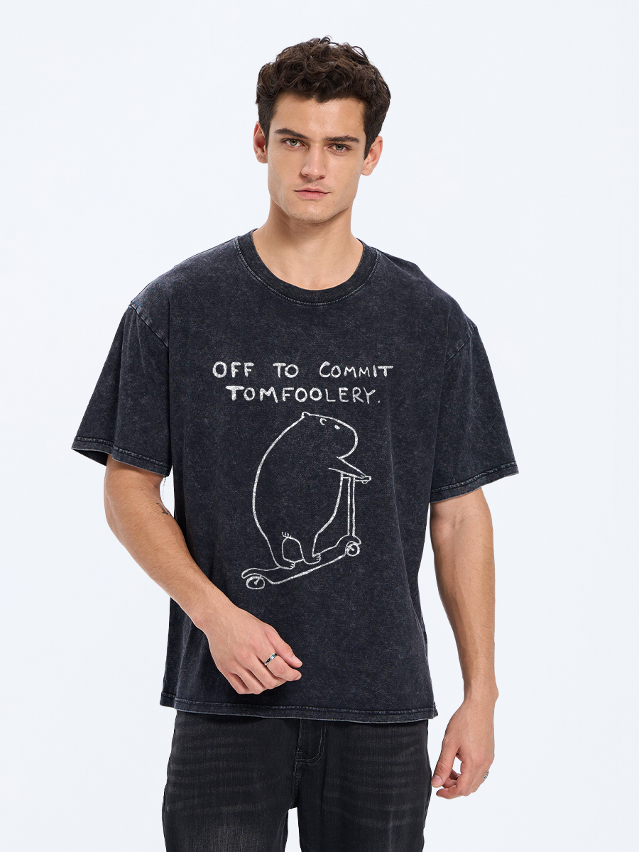 Tokyo-Tiger Capybara Is Ready To Do Something Bad Washed T-Shirt
