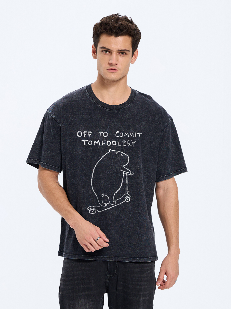 Tokyo-Tiger Capybara Is Ready To Do Something Bad Washed T-Shirt
