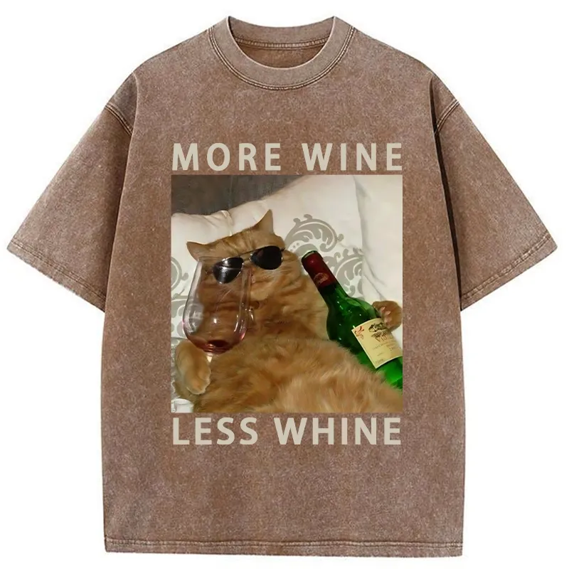 Tokyo-Tiger More Wine Less Whine Washed T-Shirt