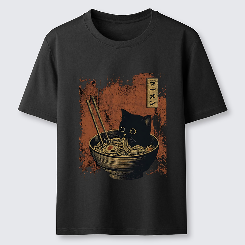 Tokyo-Tiger Retro Cat Eating Japan Ramen Classic T-Shirt