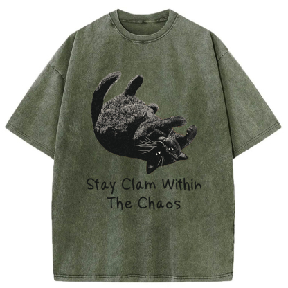 Tokyo-Tiger Stay Clam Within The Chaos Washed T-Shirt