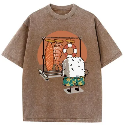 Tokyo-Tiger Sushi Is Getting Ready To Go Swimming Washed T-Shirt