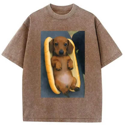 Tokyo-Tiger Dachshund Funny Washed T-Shirt