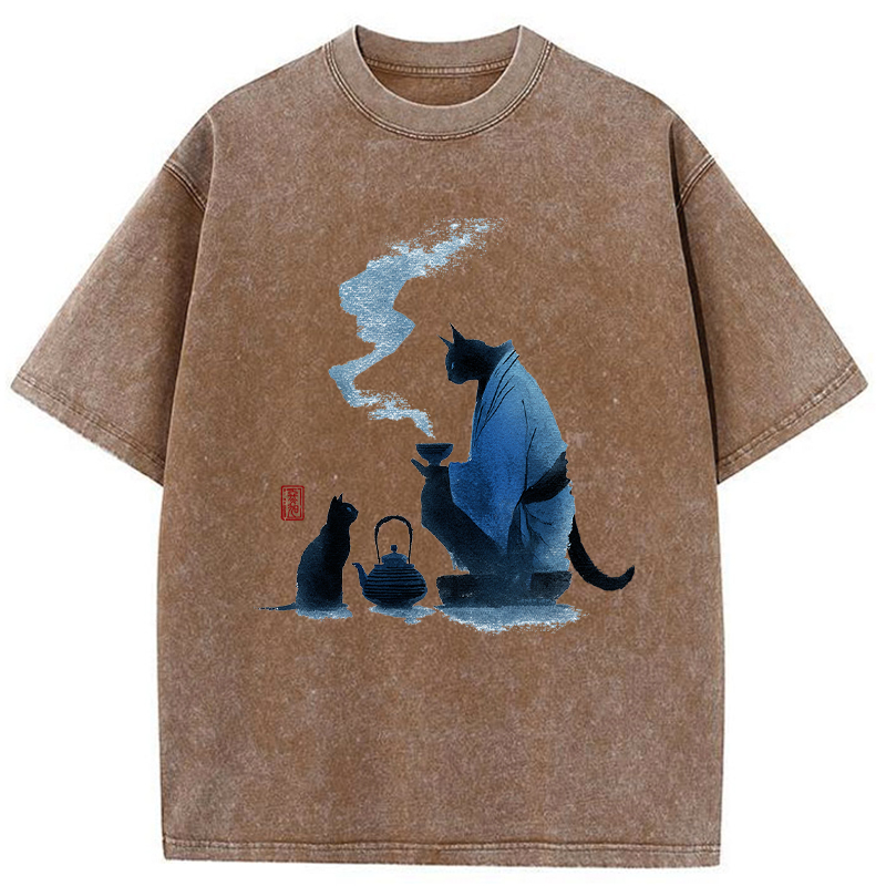 Tokyo-Tiger Midnight Tea Ceremony Washed T-Shirt