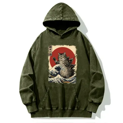 Tokyo-Tiger Catzilla Is Causing Destruction Washed Hoodie