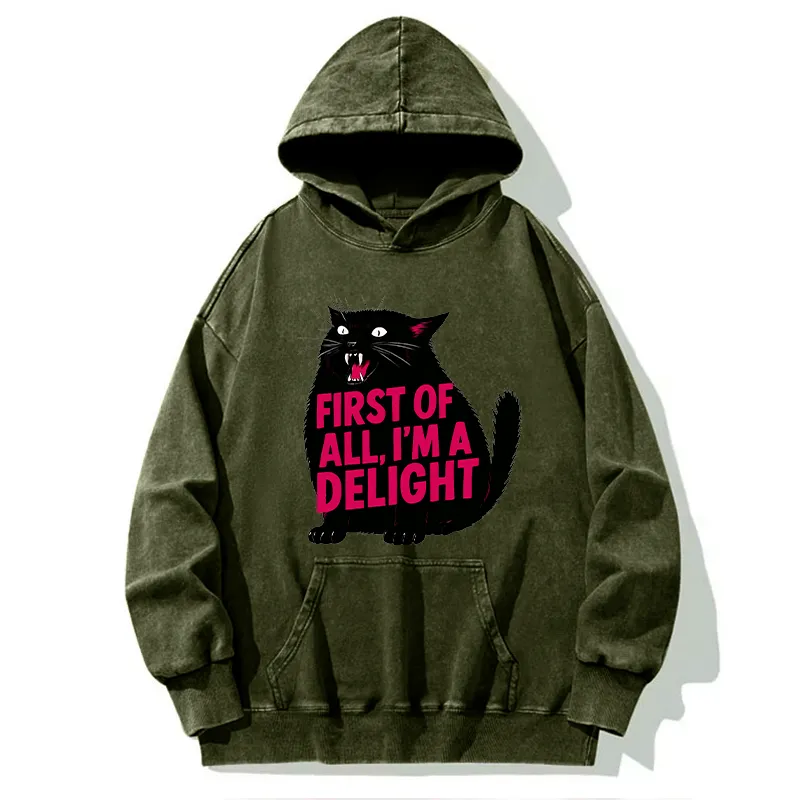 Tokyo-Tiger Roaring Black Cat Washed Hoodie