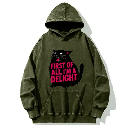 Tokyo-Tiger Roaring Black Cat Washed Hoodie