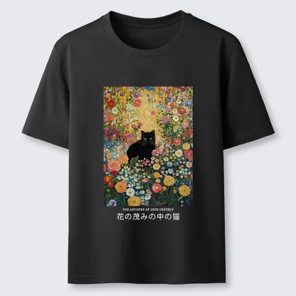 Tokyo-Tiger Black Cat In The Flower Bushes Classic T-Shirt