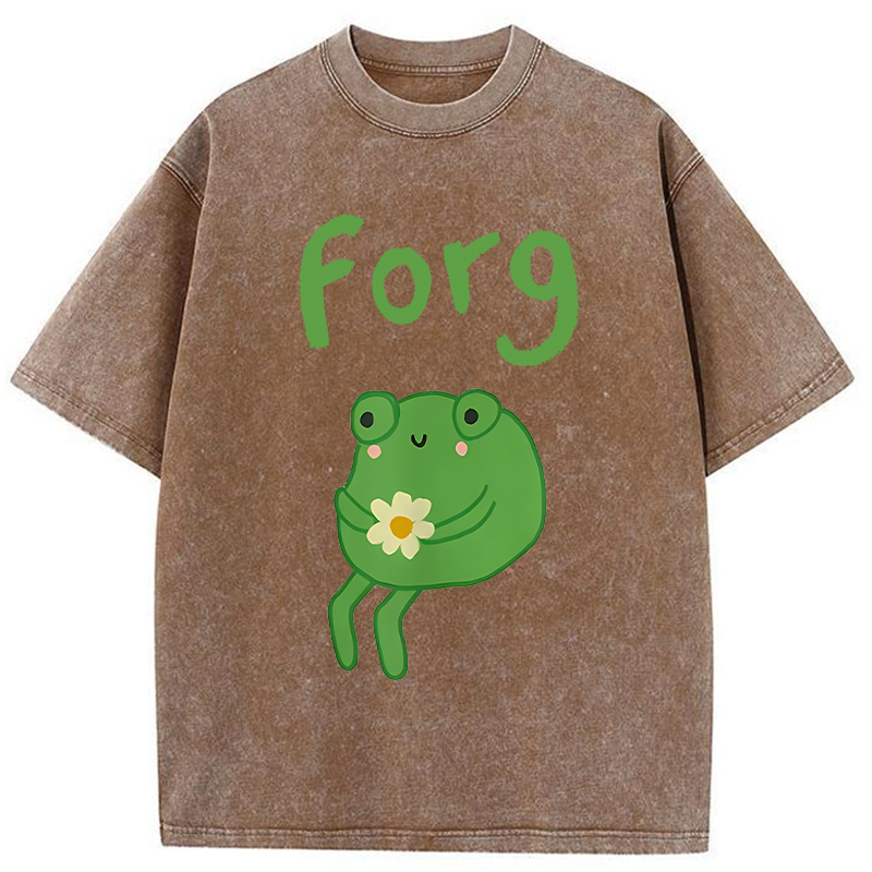 Tokyo-Tiger Cute Forg Funny Washed T-Shirt