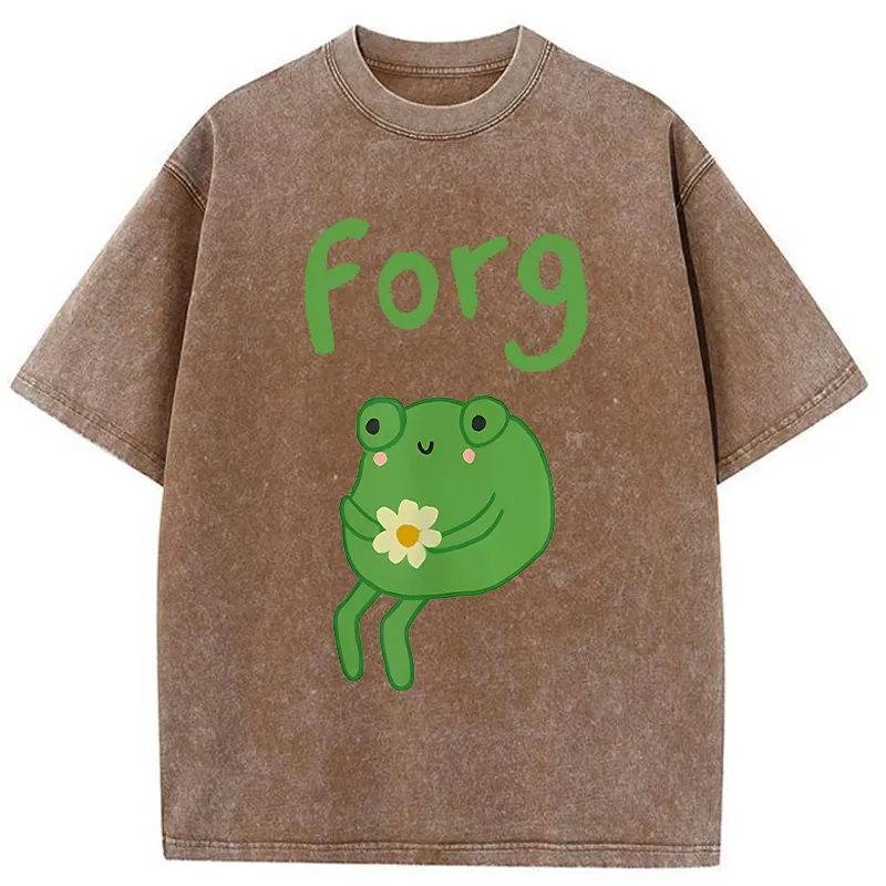 Tokyo-Tiger Cute Forg Funny Washed T-Shirt
