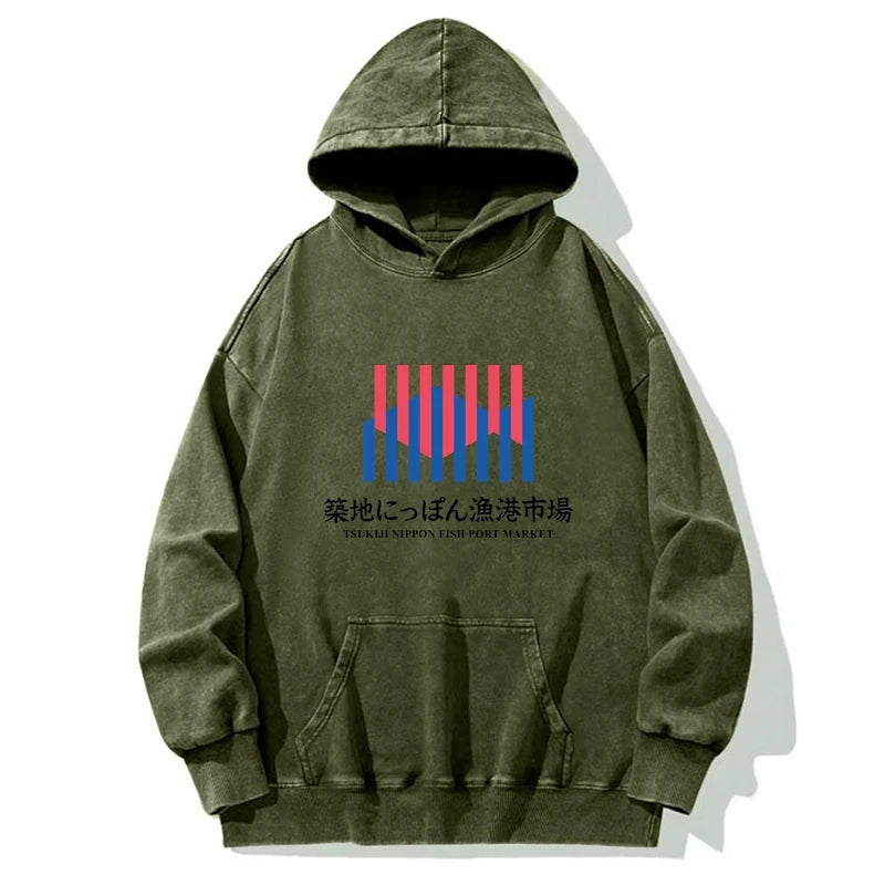 Tokyo-Tiger Tsukiji Nippon Fish Port Market Washed Hoodie