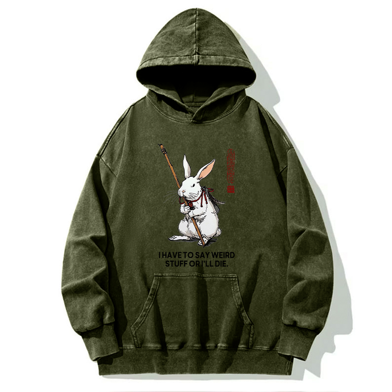 Tokyo-Tiger Rabbit Gotta Say Weird Stuff Or Die Washed Hoodie