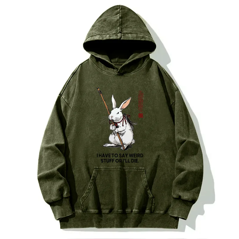 Tokyo-Tiger Rabbit Gotta Say Weird Stuff Or Die Washed Hoodie