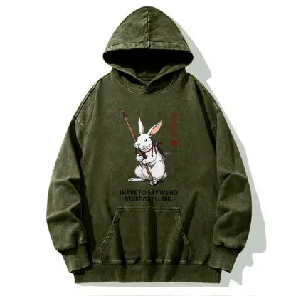Tokyo-Tiger Rabbit Gotta Say Weird Stuff Or Die Washed Hoodie