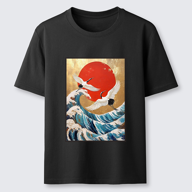 Tokyo-Tiger Cranes And Waves Ukiyo-e Classic T-Shirt