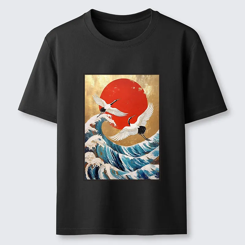 Tokyo-Tiger Cranes And Waves Ukiyo-e Classic T-Shirt
