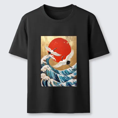 Tokyo-Tiger Cranes And Waves Ukiyo-e Classic T-Shirt