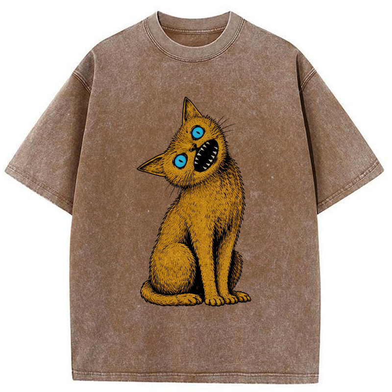 Tokyo-Tiger Horror Cat Japanese Washed T-Shirt