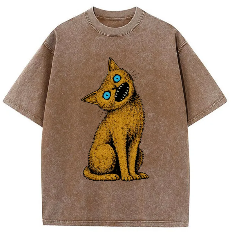 Tokyo-Tiger Horror Cat Japanese Washed T-Shirt