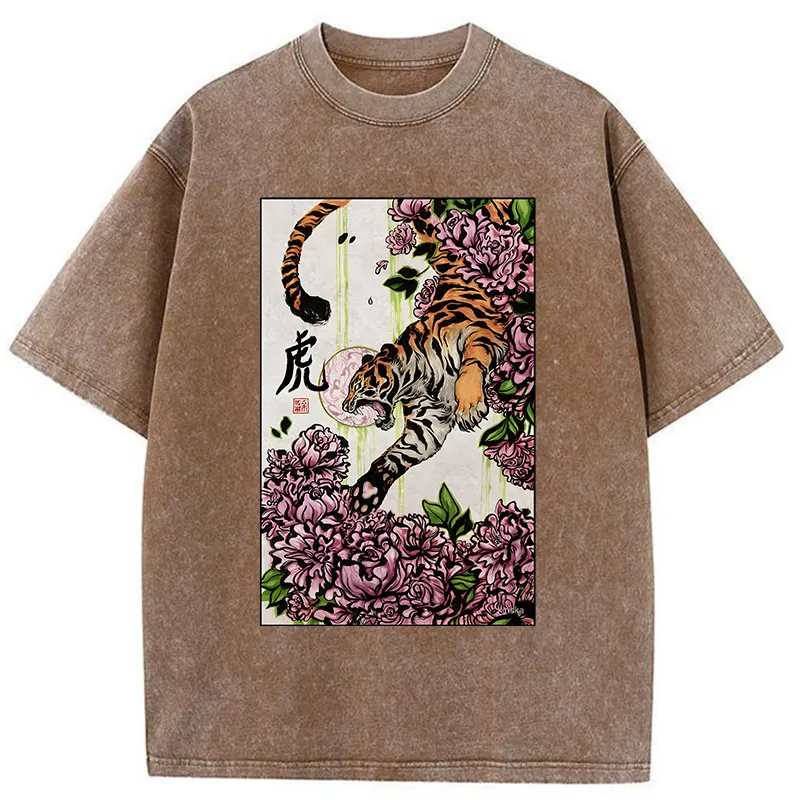 Tokyo-Tiger Tiger And Peony Washed T-Shirt Sale