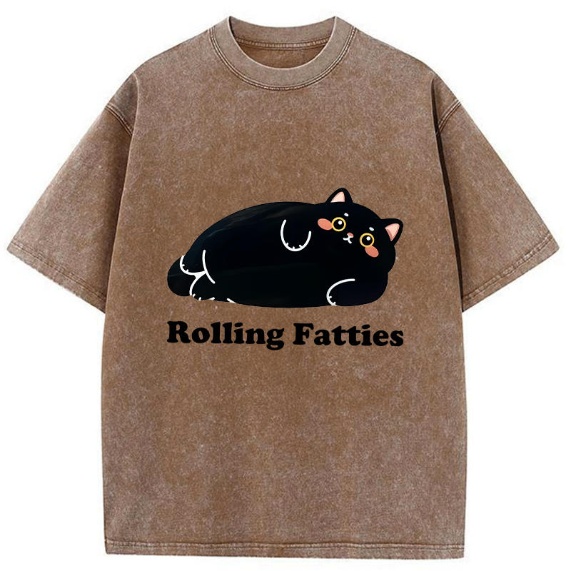 Tokyo-Tiger Rolling Fatties Cat Washed T-Shirt