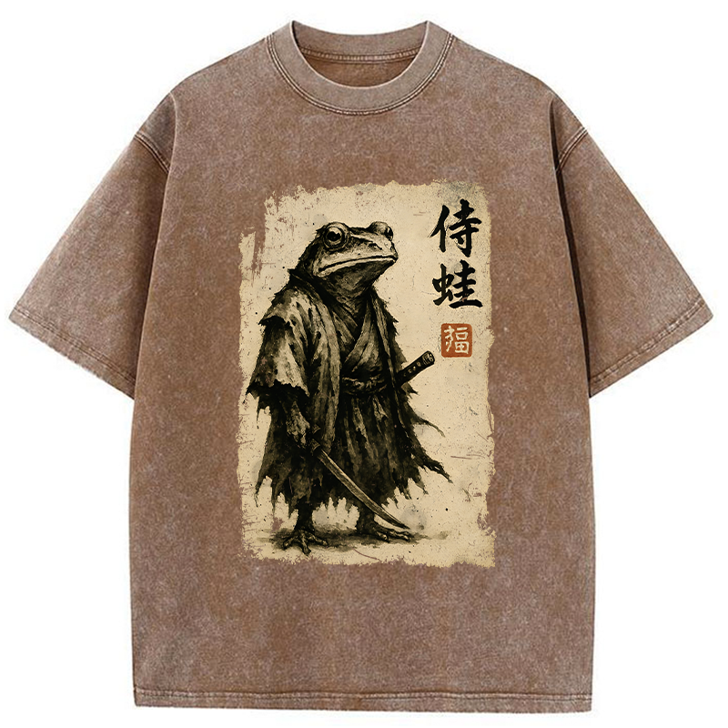 Tokyo-Tiger Retro Frog Samurai Washed T-Shirt