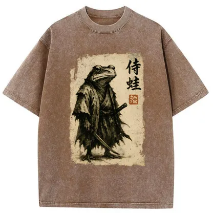 Tokyo-Tiger Retro Frog Samurai Washed T-Shirt