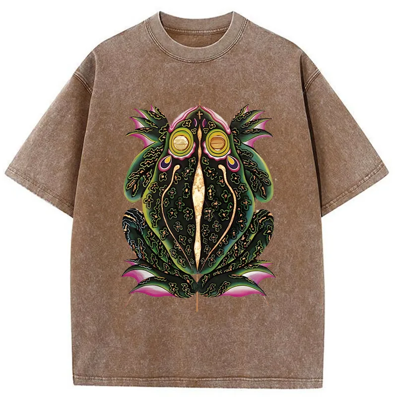 Tokyo-Tiger Retro Weird Frog Washed T-Shirt