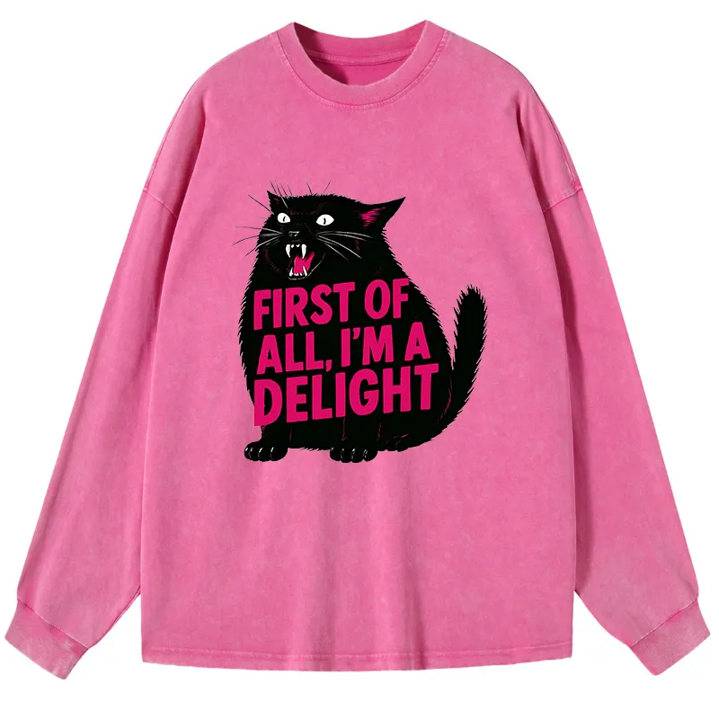 Tokyo-Tiger Roaring Black Cat Washed Long Sleeve T-Shirt