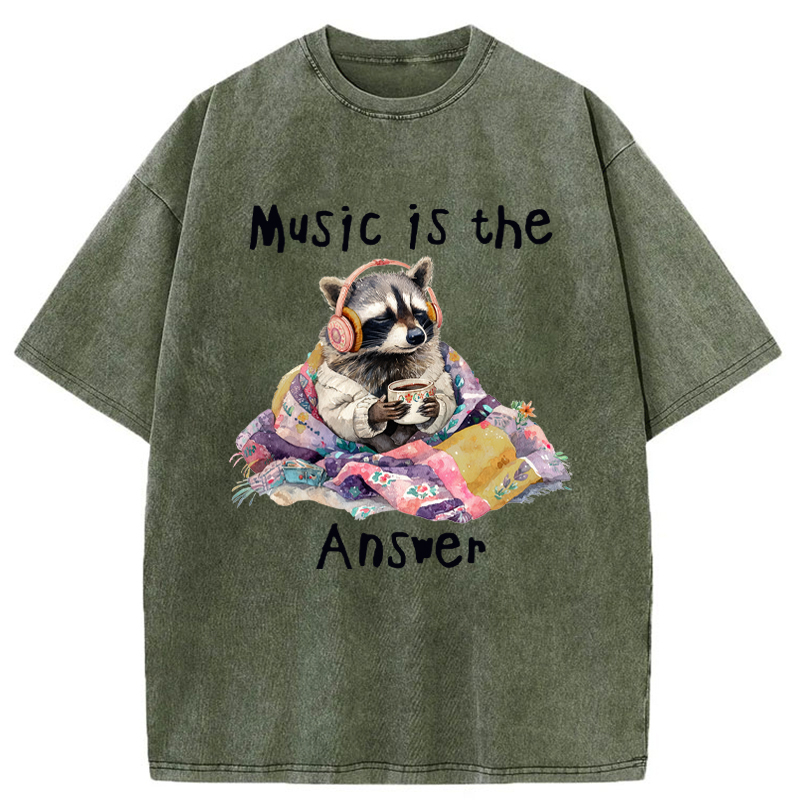 Tokyo-Tiger Music Is The Answer Washed T-Shirt