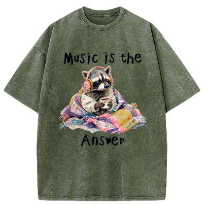 Tokyo-Tiger Music Is The Answer Washed T-Shirt