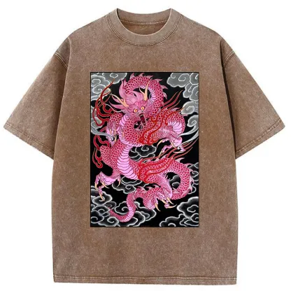 Tokyo-Tiger Pink Dragon Washed T-Shirt