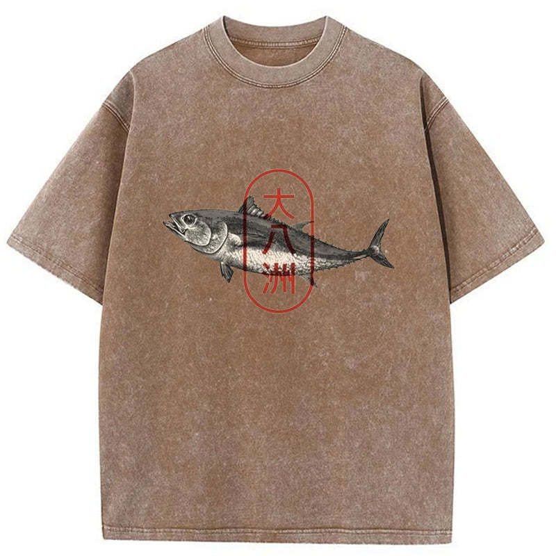 Tokyo-Tiger Sushi Fish Washed T-Shirt