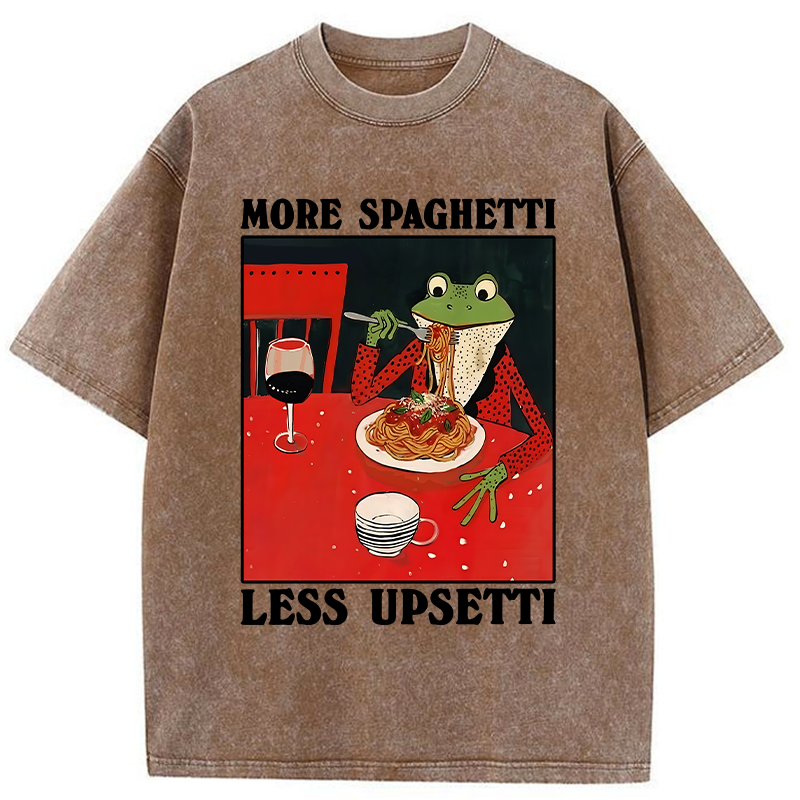 Tokyo-Tiger Frog Eating Spaghetti Washed T-Shirt
