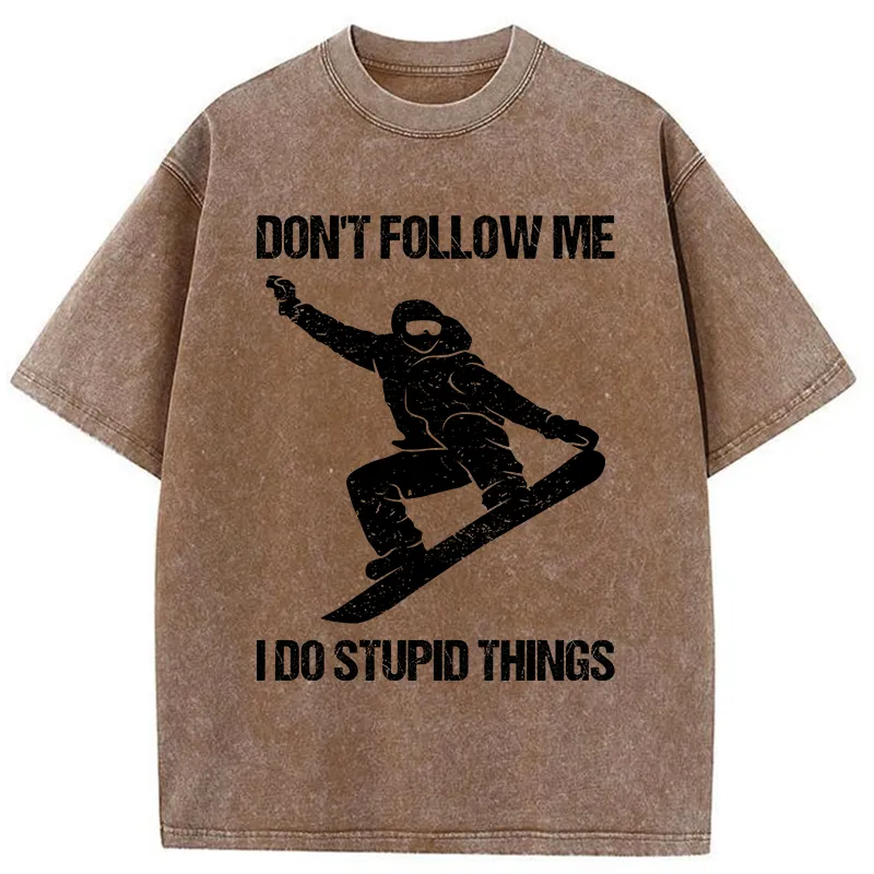 Tokyo-Tiger Winter Extreme Sports Skiing Washed T-Shirt