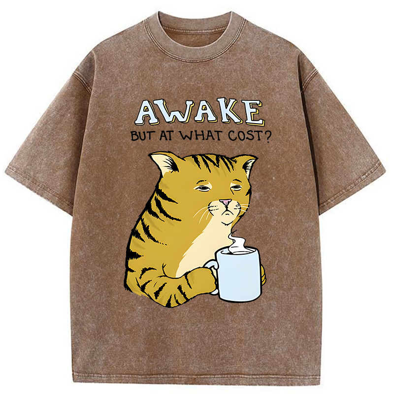 Tokyo-Tiger Tired Orange Cat Washed T-Shirt