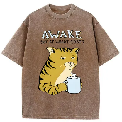 Tokyo-Tiger Tired Orange Cat Washed T-Shirt