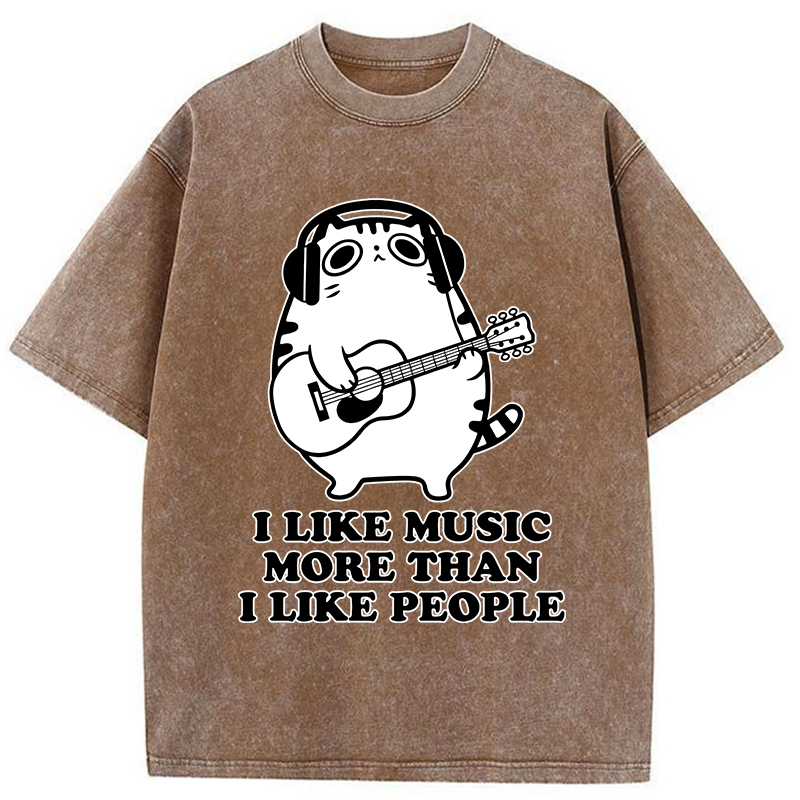 Tokyo-Tiger Music Cat Washed T-Shirt