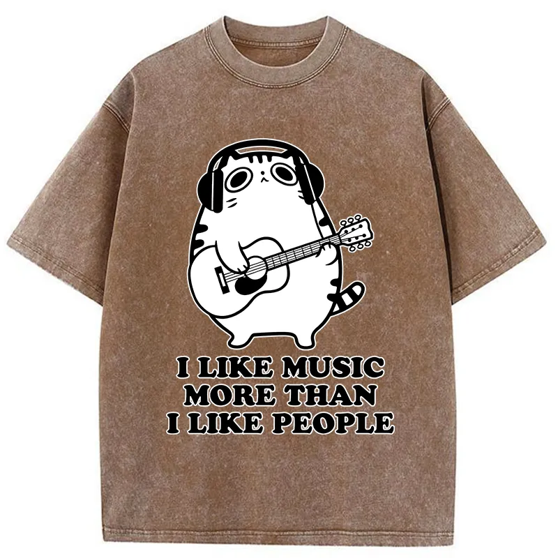 Tokyo-Tiger Music Cat Washed T-Shirt