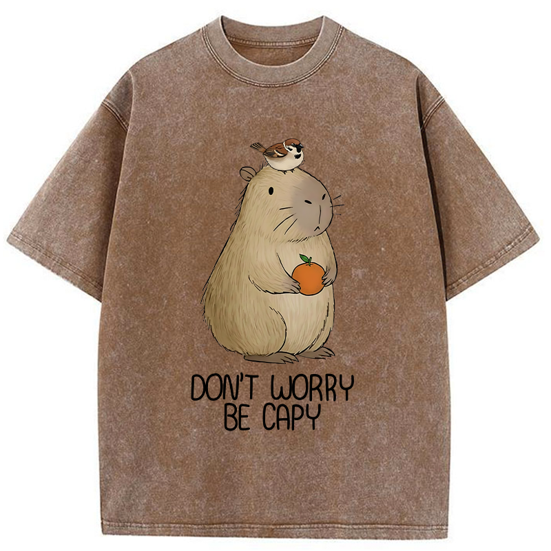 Tokyo-Tiger With Capybaras Around Everything Is Fine. Washed T-Shirt