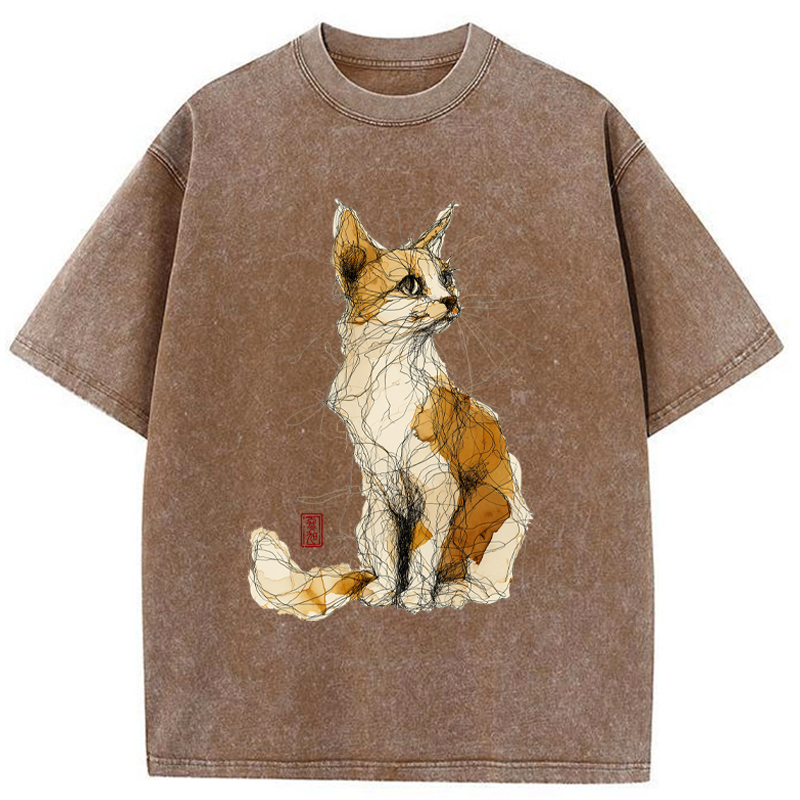 Tokyo-Tiger Untitled Cat Washed T-Shirt