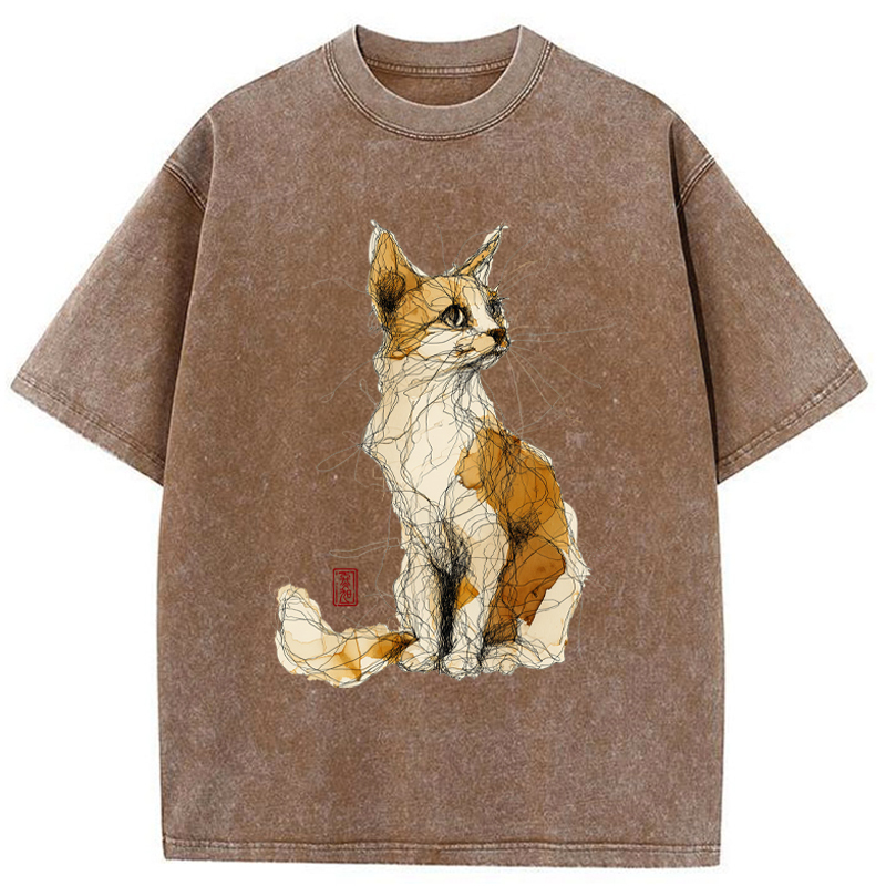 Tokyo-Tiger Untitled Cat Washed T-Shirt
