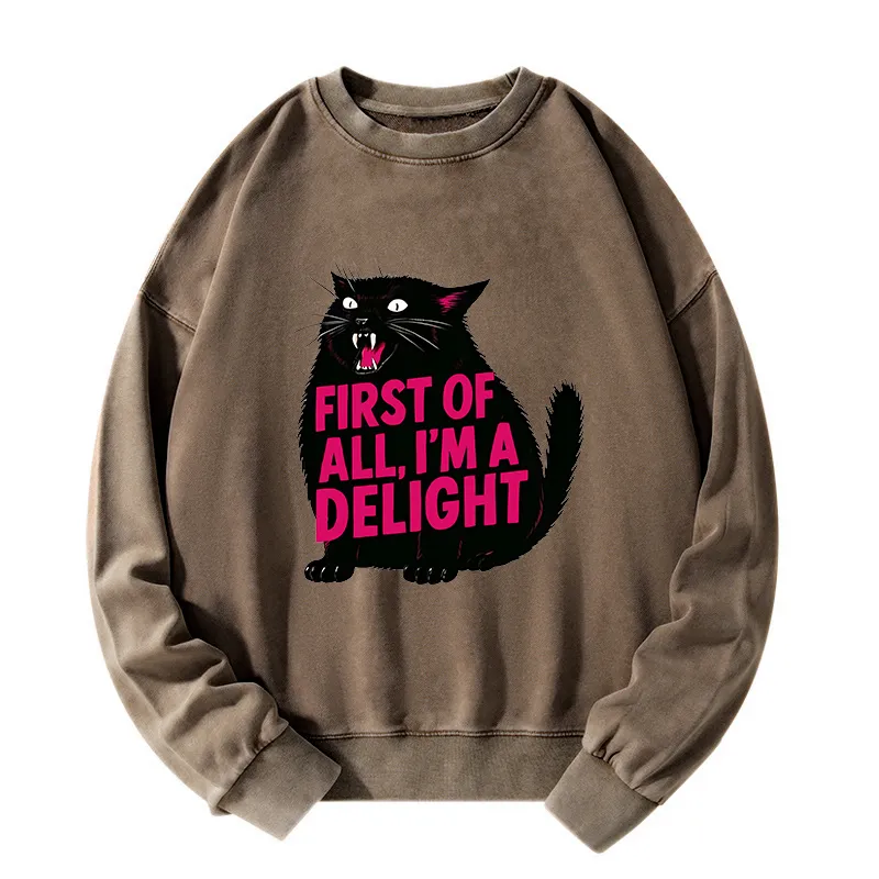 Tokyo-Tiger Roaring Black Cat Washed Sweatshirt